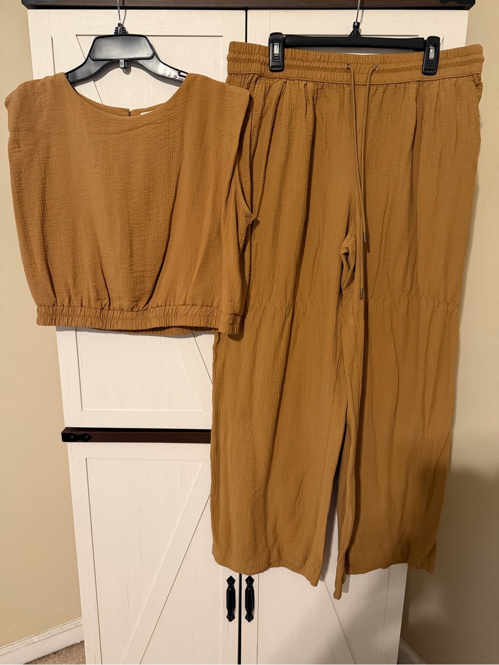a new day Mustard Two-Piece Crop Top & Wide-Leg Pants Set